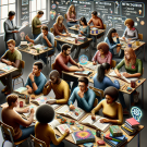 Imagen superrealista de estudiantes en una Tutoría Metacognitiva